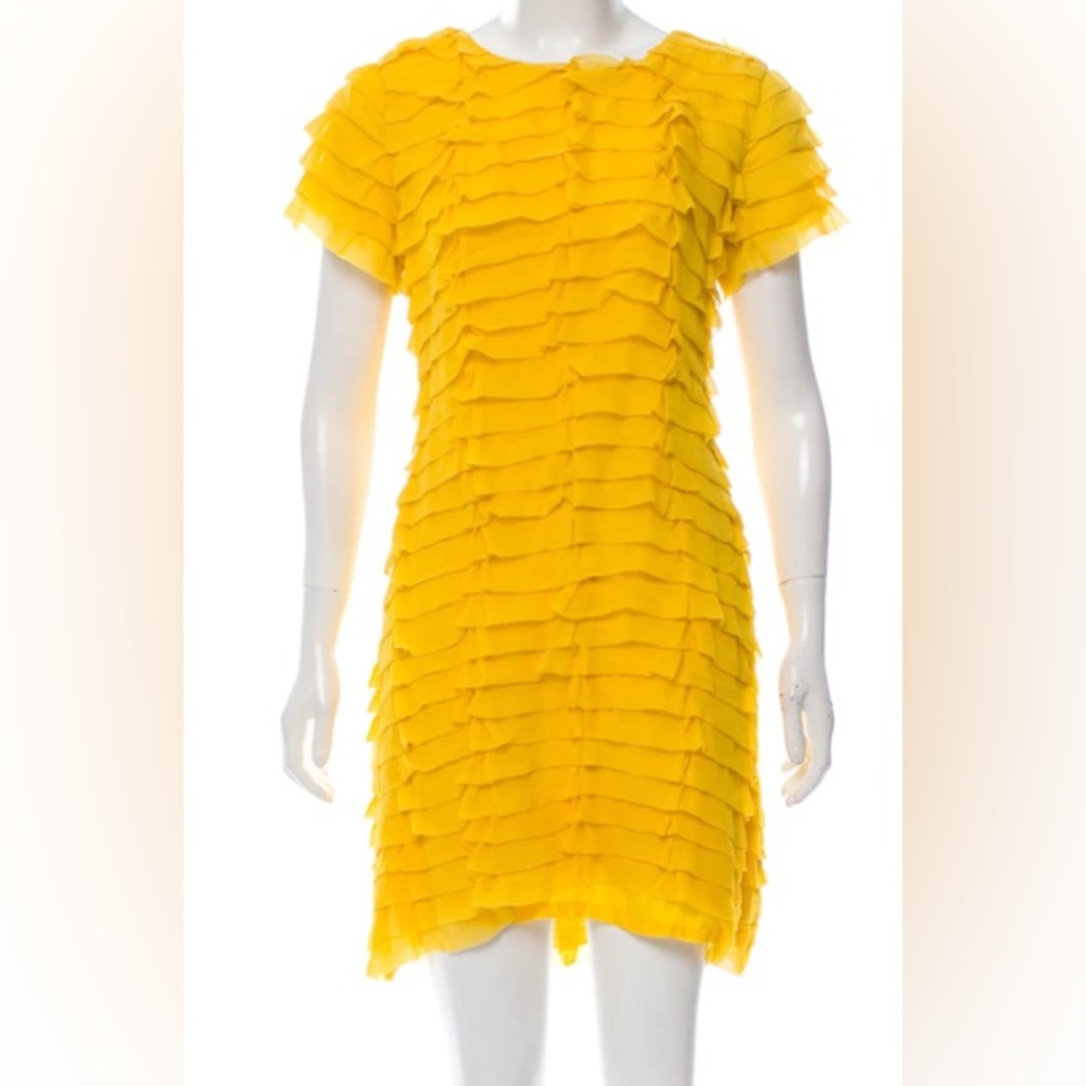 Marigold  yellow Kate Spade tiered ruffle silk dress